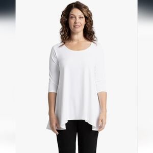 Sympli True To You Tee 3/4 Sleeve Hi Low Classic Tunic Top White Size 18